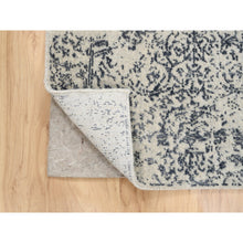 Load image into Gallery viewer, 2&#39;6&quot;x6&#39;1&quot; Gray Wool And Plant Based Silk Hand Loomed Fine Jacquard With Erased Design Oriental Runner Rug FWR379572