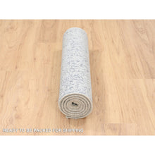Load image into Gallery viewer, 2&#39;6&quot;x6&#39;1&quot; Gray Wool And Plant Based Silk Hand Loomed Fine Jacquard With Erased Design Oriental Runner Rug FWR379572