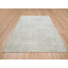 Load image into Gallery viewer, 6&#39;x9&#39;2&quot; Beige Wool And Plant Based Silk Hand Loomed Fine Jacquard With Erased Design Oriental Rug FWR379584