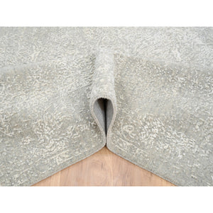 6'x9'2" Beige Wool And Plant Based Silk Hand Loomed Fine Jacquard With Erased Design Oriental Rug FWR379584