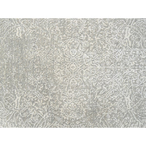 6'x9'2" Beige Wool And Plant Based Silk Hand Loomed Fine Jacquard With Erased Design Oriental Rug FWR379584