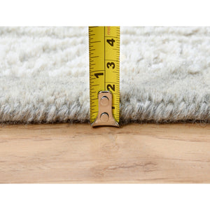 6'x9'2" Beige Wool And Plant Based Silk Hand Loomed Fine Jacquard With Erased Design Oriental Rug FWR379584