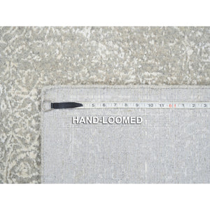 6'x9'2" Beige Wool And Plant Based Silk Hand Loomed Fine Jacquard With Erased Design Oriental Rug FWR379584