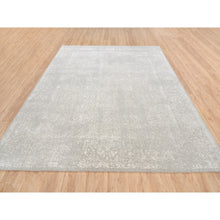 Load image into Gallery viewer, 8&#39;x10&#39; Beige Wool And Plant Based Silk Hand Loomed Fine Jacquard With Erased Design Oriental Rug FWR379602