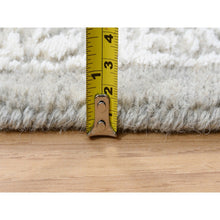 Load image into Gallery viewer, 8&#39;x10&#39; Beige Wool And Plant Based Silk Hand Loomed Fine Jacquard With Erased Design Oriental Rug FWR379602