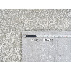 8'x10' Beige Wool And Plant Based Silk Hand Loomed Fine Jacquard With Erased Design Oriental Rug FWR379602