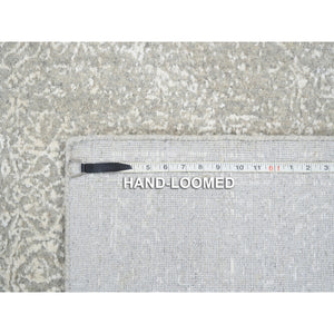 6'x9'2" Beige Wool And Plant Based Silk Hand Loomed Fine Jacquard With Erased Design Oriental Rug FWR379614