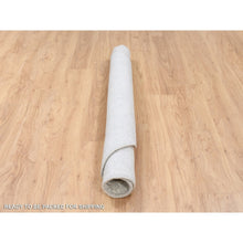Load image into Gallery viewer, 6&#39;x6&#39; Beige Wool And Plant Based Silk Hand Loomed Fine Jacquard With Erased Design Oriental Round Rug FWR379620