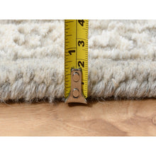 Load image into Gallery viewer, 6&#39;x6&#39; Beige Wool And Plant Based Silk Hand Loomed Fine Jacquard With Erased Design Oriental Round Rug FWR379620