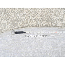 Load image into Gallery viewer, 6&#39;x6&#39; Beige Wool And Plant Based Silk Hand Loomed Fine Jacquard With Erased Design Oriental Round Rug FWR379620