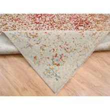 Load image into Gallery viewer, 10&#39;x14&#39; Ivory Persian Erased Medallion Design Wool And Pure Silk Hand Knotted Oriental Rug FWR379626