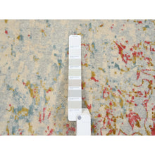 Load image into Gallery viewer, 10&#39;x14&#39; Ivory Persian Erased Medallion Design Wool And Pure Silk Hand Knotted Oriental Rug FWR379626