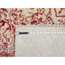 Load image into Gallery viewer, 10&#39;x14&#39; Ivory Persian Erased Medallion Design Wool And Pure Silk Hand Knotted Oriental Rug FWR379626