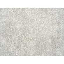 Load image into Gallery viewer, 6&#39;1&quot;x6&#39;1&quot; Beige Wool And Plant Based Silk Hand Loomed Fine Jacquard With Erased Design Oriental Round Rug FWR379632