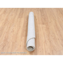 Load image into Gallery viewer, 6&#39;1&quot;x6&#39;1&quot; Beige Wool And Plant Based Silk Hand Loomed Fine Jacquard With Erased Design Oriental Round Rug FWR379632