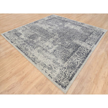 Load image into Gallery viewer, 10&#39;1&quot;x10&#39;1&quot; Fine Jacquard With Erased Design Wool And Plant Based Silk Hand Loomed Light Gray Oriental Square Rug FWR379656