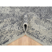 Load image into Gallery viewer, 10&#39;1&quot;x10&#39;1&quot; Fine Jacquard with Erased Design Wool and Plant Based Silk Hand Loomed Light Gray Oriental Square Rug FWR379656