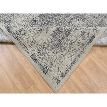 Load image into Gallery viewer, 10&#39;1&quot;x10&#39;1&quot; Fine Jacquard with Erased Design Wool and Plant Based Silk Hand Loomed Light Gray Oriental Square Rug FWR379656
