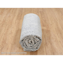 Load image into Gallery viewer, 10&#39;1&quot;x10&#39;1&quot; Fine Jacquard With Erased Design Wool And Plant Based Silk Hand Loomed Light Gray Oriental Square Rug FWR379656