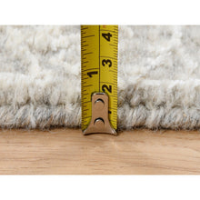 Load image into Gallery viewer, 2&#39;6&quot;x8&#39; Beige Wool And Plant Based Silk Hand Loomed Fine Jacquard With Erased Design Oriental Runner Rug FWR379680