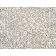 Load image into Gallery viewer, 2&#39;5&quot;x7&#39;10&quot; Beige Fine Jacquard With Erased Design, Wool And Plant Based Silk, Hand Loomed, Oriental Runner Rug FWR379692