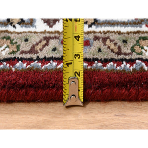 4'1"x16' Red Tabriz Mahi With Fish Medallions Design Wool Hand Knotted Oriental Wide Xl Runner Rug FWR379740