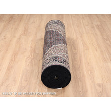 Load image into Gallery viewer, 4&#39;2&quot;x20&#39; Hand Knotted Wool Black Tabriz Mahi With Fish Medallions Design Oriental Wide Xl Runner Rug FWR379746