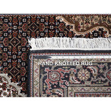 Load image into Gallery viewer, 4&#39;2&quot;x20&#39; Hand Knotted Wool Black Tabriz Mahi With Fish Medallions Design Oriental Wide Xl Runner Rug FWR379746