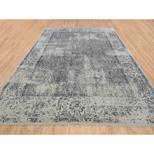 Load image into Gallery viewer, 9&#39;x12&#39; Light Gray Fine Jacquard With Erased Design Wool And Plant Based Silk Hand Loomed Oriental Rug FWR379782