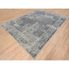 Load image into Gallery viewer, 9&#39;x12&#39; Light Gray Fine Jacquard With Erased Design Wool And Plant Based Silk Hand Loomed Oriental Rug FWR379782