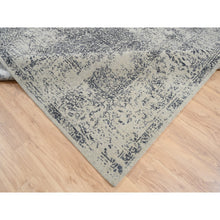 Load image into Gallery viewer, 9&#39;x12&#39; Light Gray Fine Jacquard With Erased Design Wool And Plant Based Silk Hand Loomed Oriental Rug FWR379782