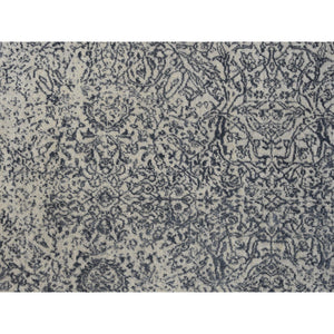 9'x12' Light Gray Fine Jacquard With Erased Design Wool And Plant Based Silk Hand Loomed Oriental Rug FWR379782