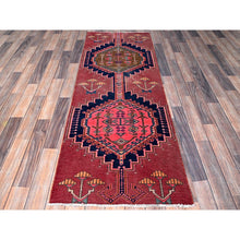 Load image into Gallery viewer, 2&#39;4&quot;x6&#39;5&quot; Blush Red, Vintage Northwest Persian With Geometric Pattern, 100% Wool, Hand Knotted, Cropped Thin, Even Wear, Sides And Ends Professionally Secured, Good Condition, Runner, Oriental Rug FWR3792