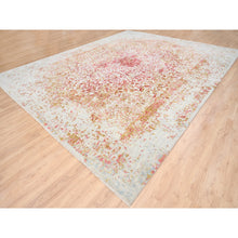 Load image into Gallery viewer, 12&#39;1&quot;x15&#39; Ivory Persian Erased Medallion Design Wool And Pure Silk Hand Knotted Oriental Oversized Rug FWR379824
