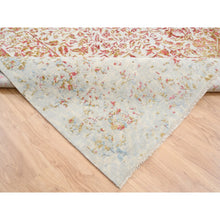 Load image into Gallery viewer, 12&#39;1&quot;x15&#39; Ivory Persian Erased Medallion Design Wool And Pure Silk Hand Knotted Oriental Oversized Rug FWR379824