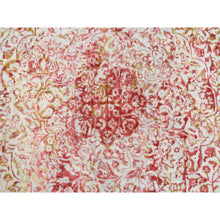 Load image into Gallery viewer, 12&#39;1&quot;x15&#39; Ivory Persian Erased Medallion Design Wool And Pure Silk Hand Knotted Oriental Oversized Rug FWR379824