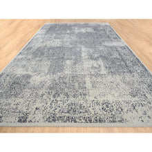 Load image into Gallery viewer, 12&#39;x18&#39;2&quot; Wool And Plant Based Silk Hand Loomed Light Gray Fine Jacquard With Erased Design Oriental Oversized Rug FWR379830