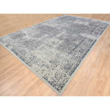 Load image into Gallery viewer, 12&#39;x18&#39;2&quot; Wool And Plant Based Silk Hand Loomed Light Gray Fine Jacquard With Erased Design Oriental Oversized Rug FWR379830