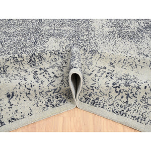 12'x18'2" Wool And Plant Based Silk Hand Loomed Light Gray Fine Jacquard With Erased Design Oriental Oversized Rug FWR379830