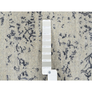12'x18'2" Wool And Plant Based Silk Hand Loomed Light Gray Fine Jacquard With Erased Design Oriental Oversized Rug FWR379830