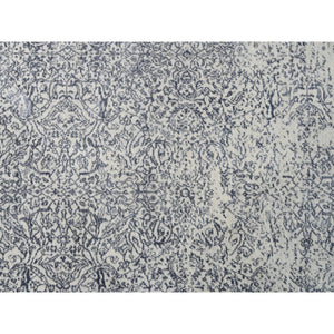 12'x18'2" Wool And Plant Based Silk Hand Loomed Light Gray Fine Jacquard With Erased Design Oriental Oversized Rug FWR379830