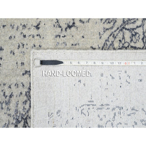 12'x18'2" Wool And Plant Based Silk Hand Loomed Light Gray Fine Jacquard With Erased Design Oriental Oversized Rug FWR379830