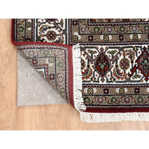 5'9"x9' Red Tabriz Mahi Wool Fish Medallion Design Hand Knotted Oriental Rug FWR379908