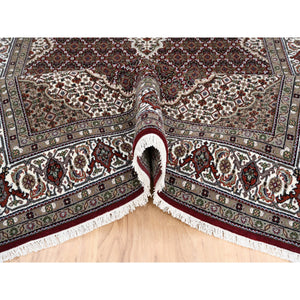5'9"x9' Red Tabriz Mahi Wool Fish Medallion Design Hand Knotted Oriental Rug FWR379908