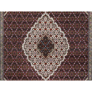 5'9"x9' Red Tabriz Mahi Wool Fish Medallion Design Hand Knotted Oriental Rug FWR379908