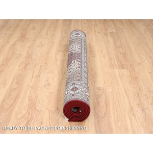 5'9"x9' Red Tabriz Mahi Wool Fish Medallion Design Hand Knotted Oriental Rug FWR379908