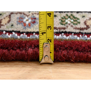 5'9"x9' Red Tabriz Mahi Wool Fish Medallion Design Hand Knotted Oriental Rug FWR379908