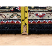 Load image into Gallery viewer, 3&#39;9&quot;x12&#39; Wool Black Tabriz Mahi with Fish Medallions Design Hand Knotted Wide Runner Oriental Rug FWR380010