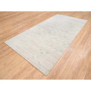 6'1"x11'10" Hand Spun Undyed Natural Wool Hand Knotted Ivory Modern Design Oriental Wide Gallery Size Runner Rug FWR380226