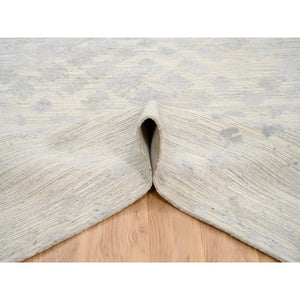 6'1"x11'10" Hand Spun Undyed Natural Wool Hand Knotted Ivory Modern Design Oriental Wide Gallery Size Runner Rug FWR380226